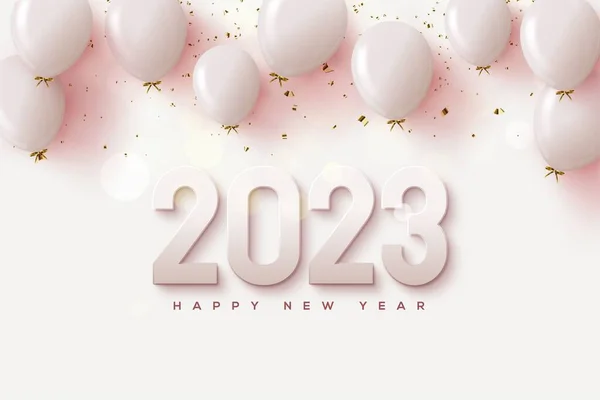 Ilustrace Šťastného Nového Roku 2023 Růžovými Čísly Růžovými Balónky — Stock fotografie