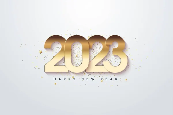Beyaz Zemin Üzerinde Altın Sayılar Bulunan Yeni Yıl 2023 — Stok fotoğraf