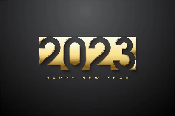 Złoty 2023 Skrócone Numery Nowy Rok Plakat Uroczystości Czarnym Tle — Zdjęcie stockowe