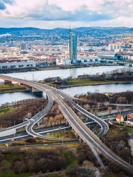 Aerial View Brigittenauer Bridge Asunny Day — Stock Photo, Image