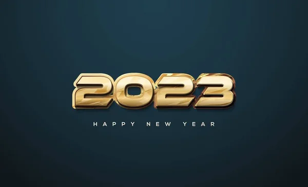 暗い青の背景に孤立古典的な金の数字を持つ幸せな新年2023ソーシャルメディアのポスター — ストック写真