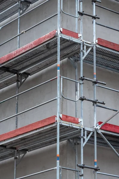 Vertical Shot Metal Shelving Construction Site New Building — Stock Photo, Image
