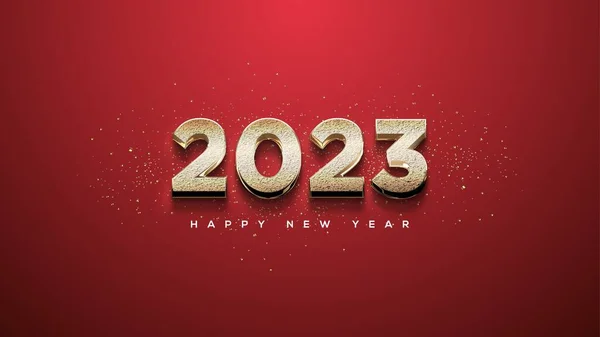 Happy New Year 2023 Gold Glitter Fancy Numbers —  Fotos de Stock