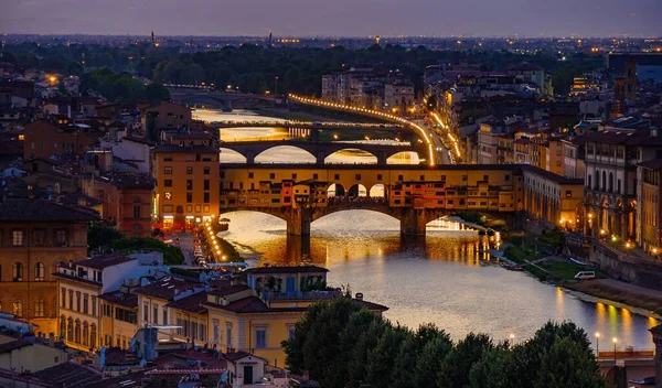 Ein Schöner Blick Auf Eine Stadt Florenz Italien Bei Nacht — Stockfoto