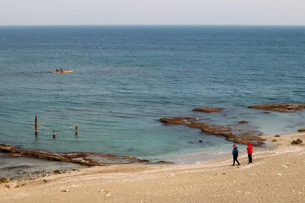 Soleado Día Invierno Playa Shikmona Haifa Norte Israel — Foto de Stock