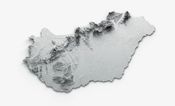 白い背景にハンガリーの地図の銀のデザインを描いた — ストック写真