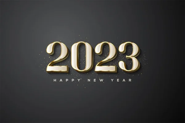 2023年新年快乐 背景是黑色的金黄色 非常适合做横幅 贺卡和招贴画 — 图库照片
