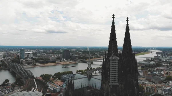 stock image An Aerial view of Cologne Cathedral with a cityscape background in Cologne, Germany