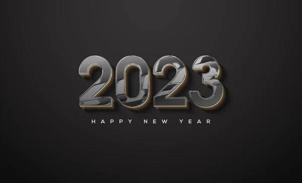 Feliz Año Nuevo 2023 Cartel Medios Sociales Con Números Plata — Foto de Stock