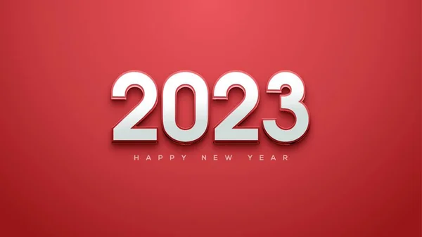 Número 2023 Feliz Año Nuevo Sobre Fondo Rojo —  Fotos de Stock