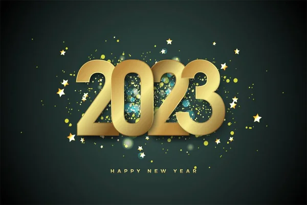 Nový Rok 2023 Zlatými Čísly Zeleném Pozadí — Stock fotografie