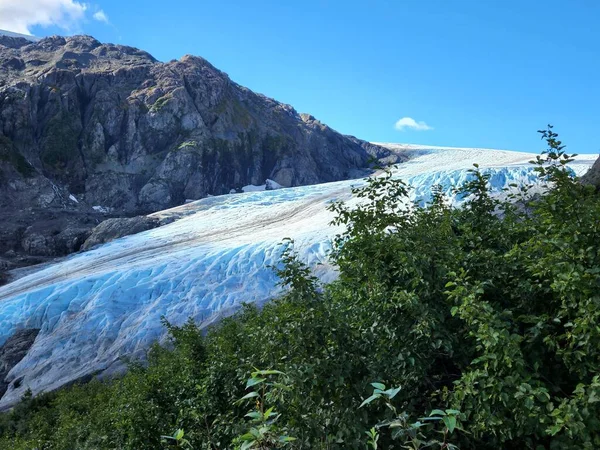 Uma Bela Foto Glaciar Saída Nas Montanhas Kenai Alasca — Fotografia de Stock