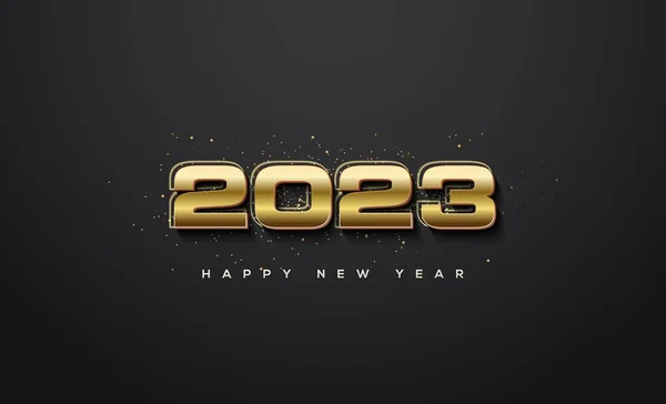 黄金の数字のイラストと幸せな新年2023ベクトル背景 — ストック写真
