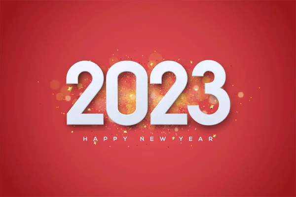 2023 Gott Nytt Illustration Med Silversiffror Isolerade Den Röda Bakgrunden — Stockfoto
