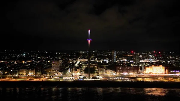 Een Antenne Uitzicht Het Brighton Beach Nachts New York City — Stockfoto