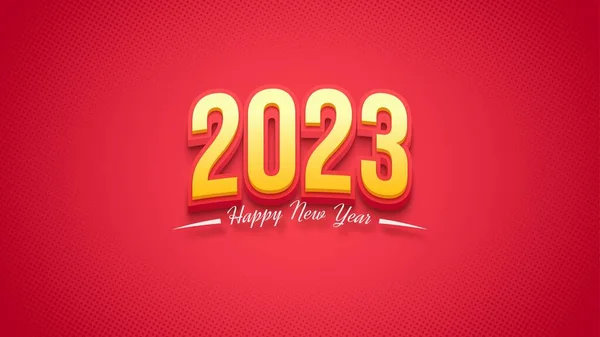 Happy New Year 2023 Luxury Yellow Red Color — Foto de Stock