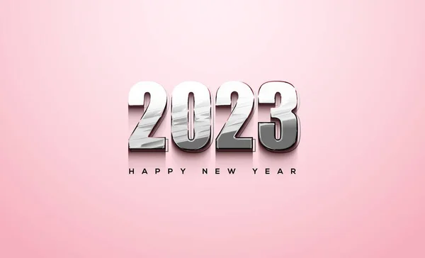 Mutlu Bir Yeni Yıl 2023 Sosyal Medya Posteri Pembe Arka — Stok fotoğraf