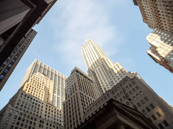 Eine Flache Aufnahme Von Gebäuden Der Wall Street New York — Stockfoto