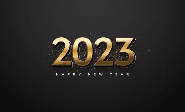 Happy New Year 2023 Social Media Poster Classic Gold Numbers — Stock Photo, Image