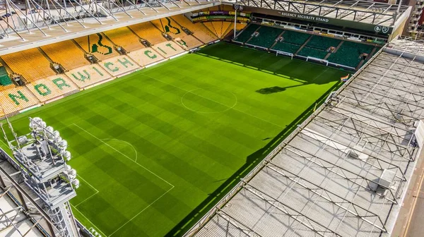 Drone Shot Norwich City Football Club Looking Pitch — Stock Photo, Image
