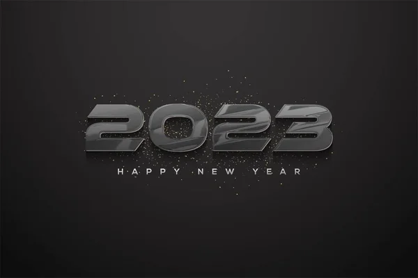 暗い背景に黒い数字が孤立した 2023 Happy New Year イラスト — ストック写真