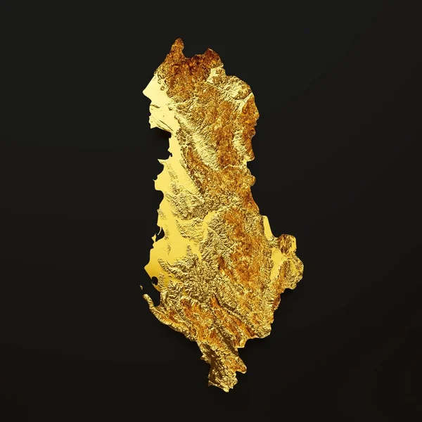 Renderowanie Luksusowej Złotej Mapy Albanii Odizolowanej Czarnym Tle — Zdjęcie stockowe