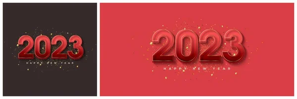 Cartaz Mídia Social Feliz Ano Novo 2023 Com Números Vermelhos — Fotografia de Stock