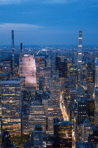 Una Splendida Vista Notturna Angolo Alto Dall Empire State Building — Foto Stock