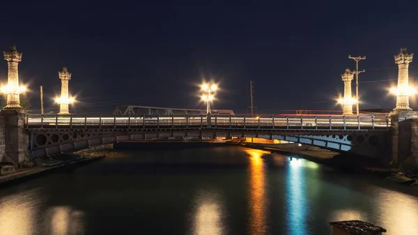 Вночі Біля Мосту Конкордія Матансас Куба — стокове фото