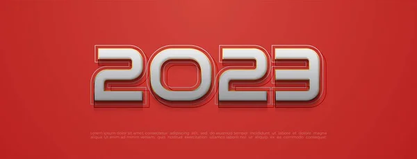 幸せな新年2023赤の背景にシンプルでモダンな3D — ストック写真