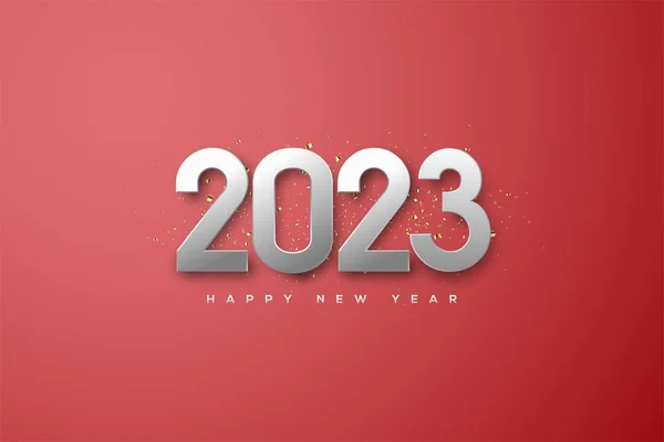 Ένας Ασημένιος Αριθμός 2023 Ένα Κόκκινο Φόντο Νέα Χρόνια Έννοια — Φωτογραφία Αρχείου