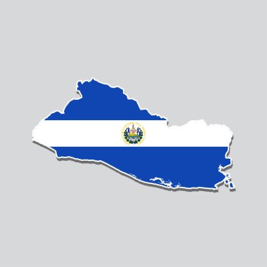 El Salvador haritasındaki El Salvador bayrağının bir çizimi.
