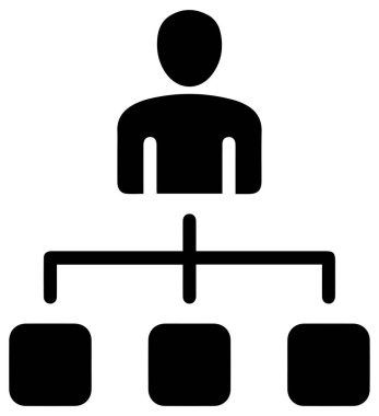 Beyaz arkaplanda bir Organizasyon Çizelgesi Vektör tasarımı ve yapısal siyah simgeler