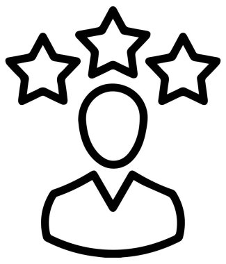 Beyaz arkaplanda izole edilmiş yıldızlı bir siyah geribildirim çizgisi simgesinin vektör çizimi