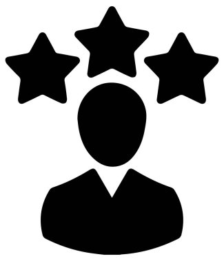 Beyaz arkaplanda izole edilmiş yıldızlı bir siyah geribildirim çizgisi simgesinin vektör çizimi