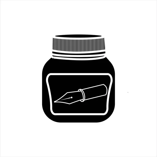 Digital Illustration Black Ink Jar Isolated White Background — Stock Vector