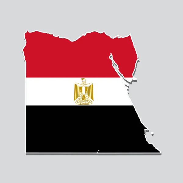 Mısır Haritasında Mısır Bayrağının Bir Çizimi — Stok Vektör