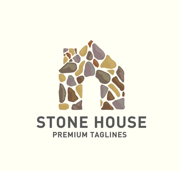 Una Ilustración Vectorial Del Logotipo Una Casa Piedra Con Eslogan — Vector de stock
