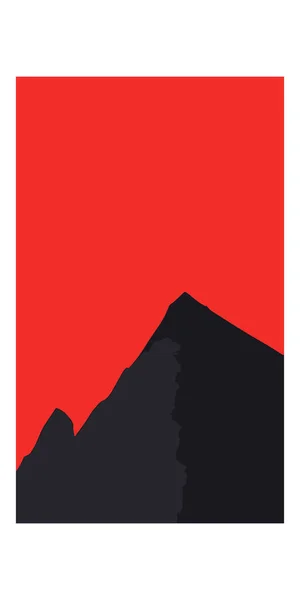 Illustrazione Vettoriale Verticale Montagne Nere Isolate Uno Sfondo Rosso — Vettoriale Stock