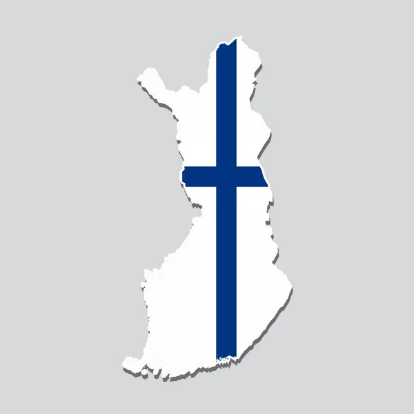 Иллюстрация Флага Финляндии Карте Финляндии — стоковый вектор