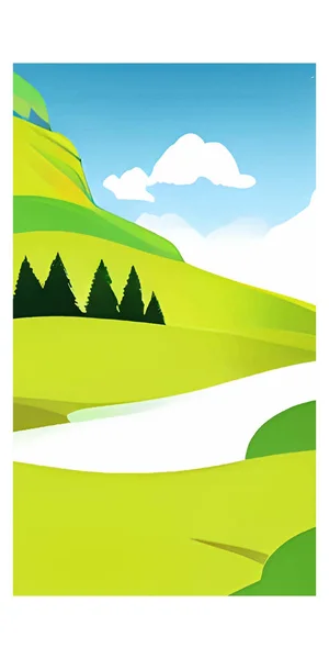 Vertical Vector Illustration Mountainous Green Landscape Blue Sky Background — Stock Vector
