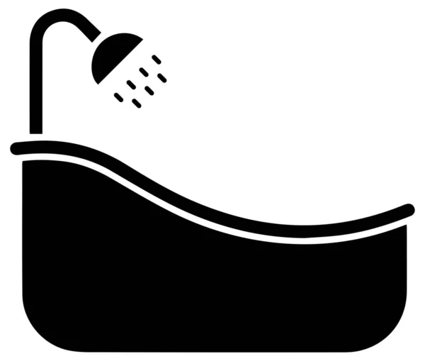 Diseño Vectorial Bañera Icono Negro Sobre Fondo Blanco — Vector de stock