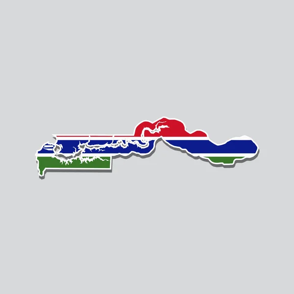 Ilustración Vectorial Mapa Bandera Gambia Aislado Sobre Fondo Gris Claro — Archivo Imágenes Vectoriales