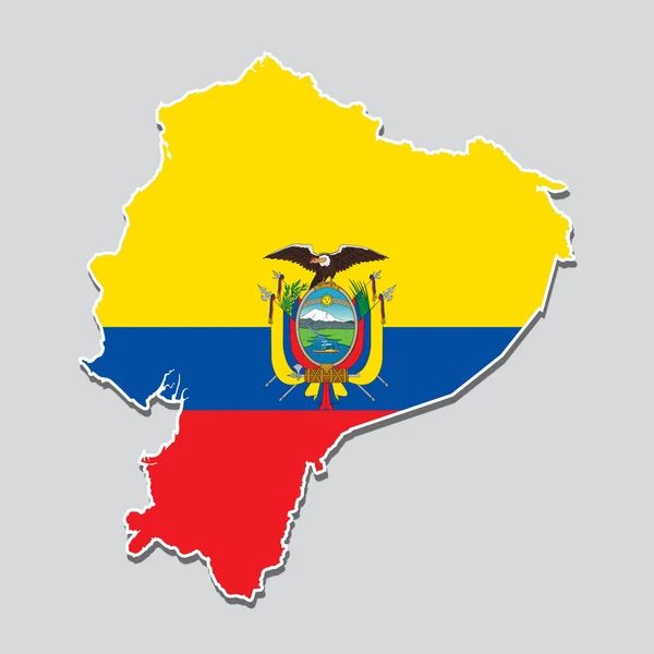 厄瓜多尔地图上的厄瓜多尔国旗图解 — 图库矢量图片