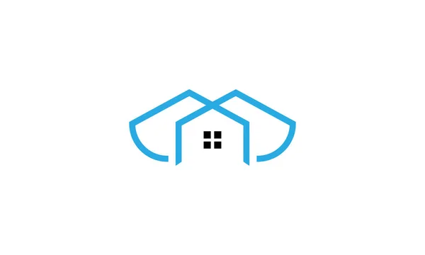 Design Logotipo Ilustração Símbolo Casa Delineado Azul Fundo Branco — Vetor de Stock