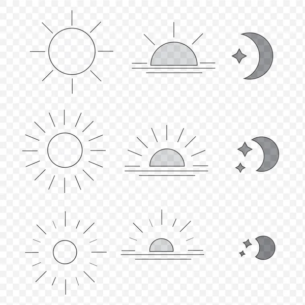 太陽と月のボヘミアンリニアロゴのベクトルイラストセット — ストックベクタ