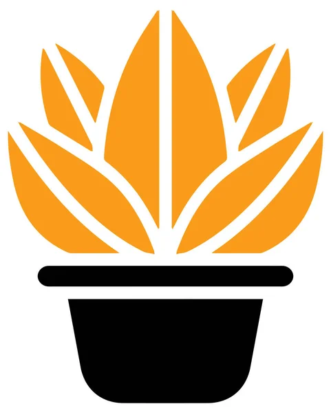 Návrh Vektoru Žluté Ikony Rostliny Květináči Bílém Pozadí — Stockový vektor