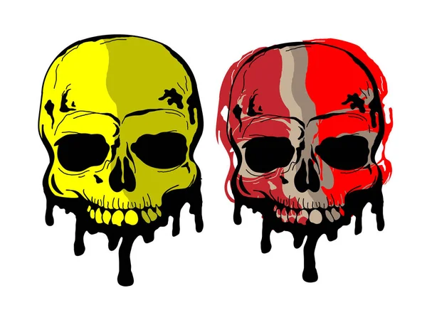 Crânes Illustration Colorés Isolés Sur Fond Blanc Pour Shirt Chapeau — Image vectorielle
