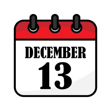 Kırmızı arkaplanda kalın yazı tipiyle 13 Aralık takvimi.