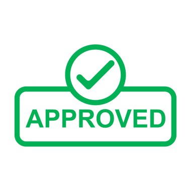 Beyaz bir arkaplan üzerinde dikdörtgen çizgili tasarım yeşil onay işareti sembolü.